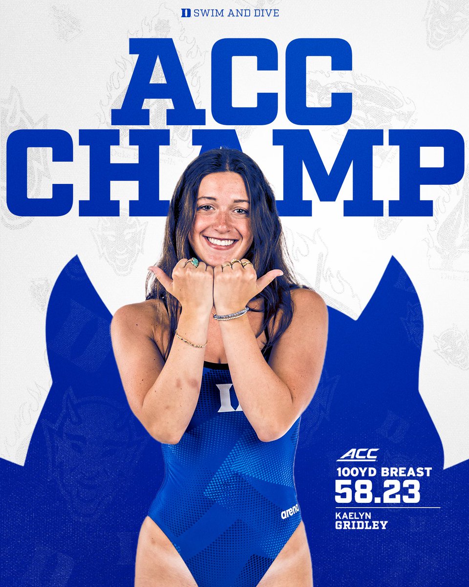 ACC CHAMPION ‼️👑‼️

Kaelyn Gridley is your 2025 100yd Breaststroke CHAMPION!!! 

#GoDuke