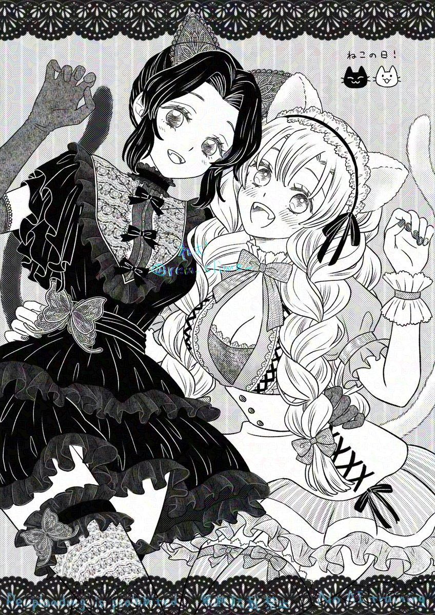 🐈‍⬛🐈️の日 しの&amp;みつ🦋🍡
ちょっと直して再掲 