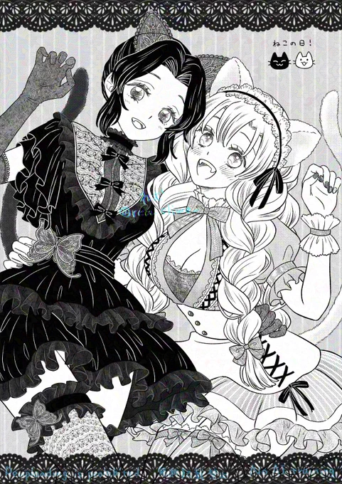 🐈‍⬛🐈️の日 しの&amp;みつ🦋🍡
ちょっと直して再掲 