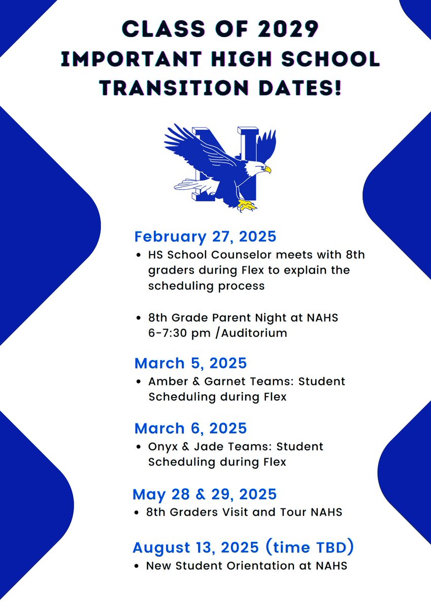 Current 8th graders/Rising Freshmen ‼️ 🔵🦅