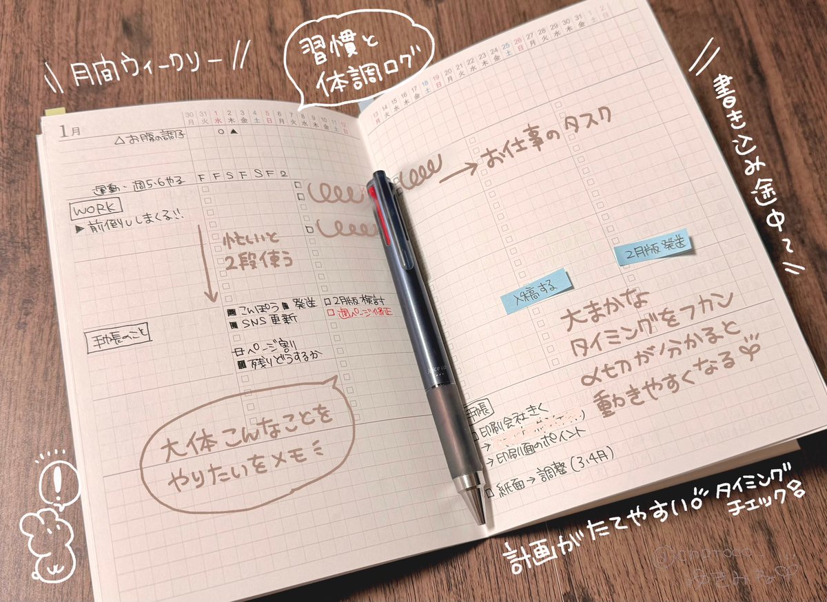 現在3・4月版手帳、販売中です🪴✨

⭐️自作手帳の活用例まとめ①

□FreeTODOにタスクや、
やりたい事のリストを棚卸し

□月間ウィークリーで
大まかなタイミングを把握できる！

「やりたい事を実現するための、必要なタスクを実行するタイミング」が感覚的に分かる手帳です！

#手帳
#手帳の中身
