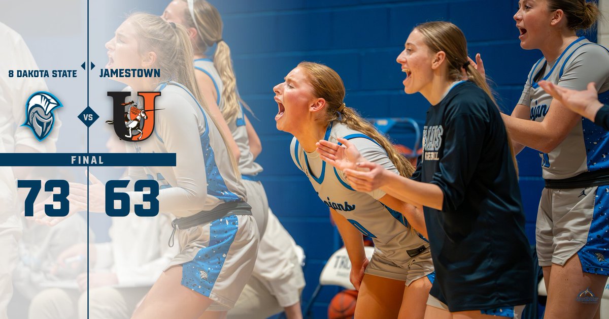 dakotastate_wbb's tweet image. Final from Jamestown❗️

After trailing the first minute of the game, the Trojans led for the rest of the game to earn a 3-game season series sweep of the Jimmies.  DSU led as many as 16 points, earning a 73-63 victory.

#TrojanNation #FastFreeFun