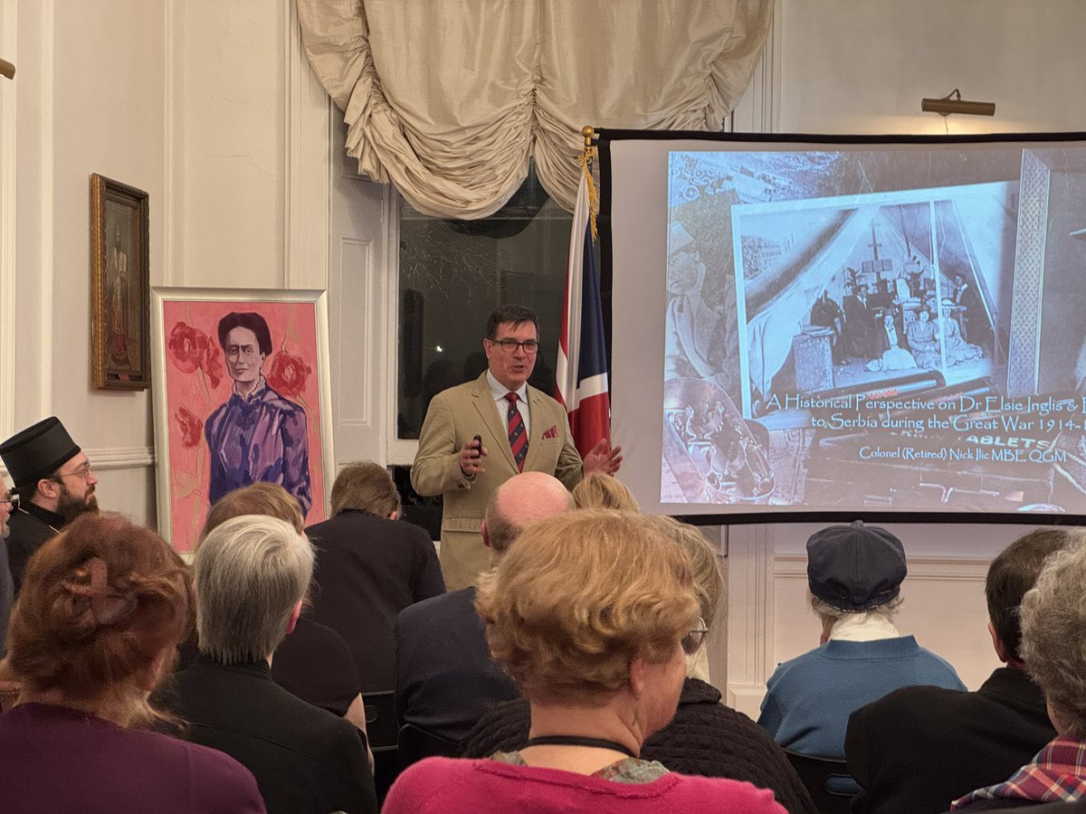 DrIramkQureshi's tweet photo. Honoured to have been invited to the Serbian Embassy in London to attend an event in the honour of Dr Elsie Inglis, founder of the Scottish Women’s Hospitals. Brilliant presentation by Col Nick Ilic. @ElsieInglisWar @KQmoviesLtd 
 #perioddrama #britishfeaturefilm #WorldWarI https://t.co/SFnmcaJUB9