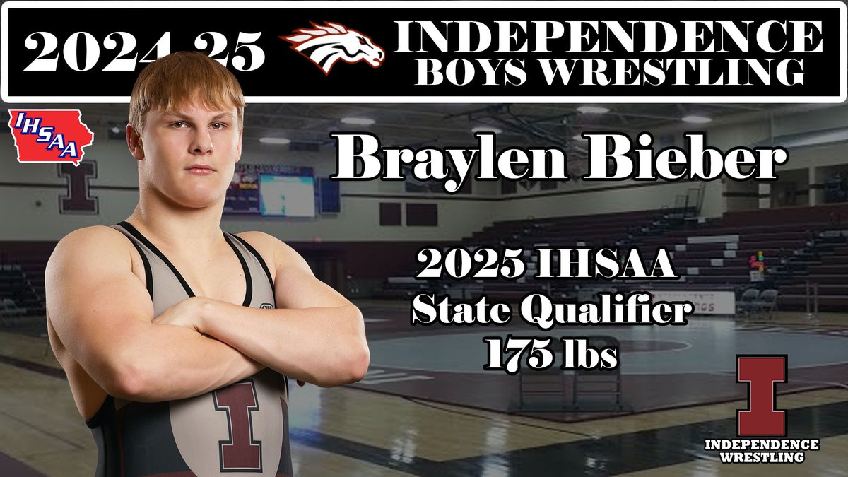 175 - Cons. Round 4 - Braylen Bieber (Independence) 42-11 won by decision over Josh Ringler (Grinnell) 48-7 (Dec 4-1).  Braylen becomes a state placewinner and will wrestle again this session! #iahswr