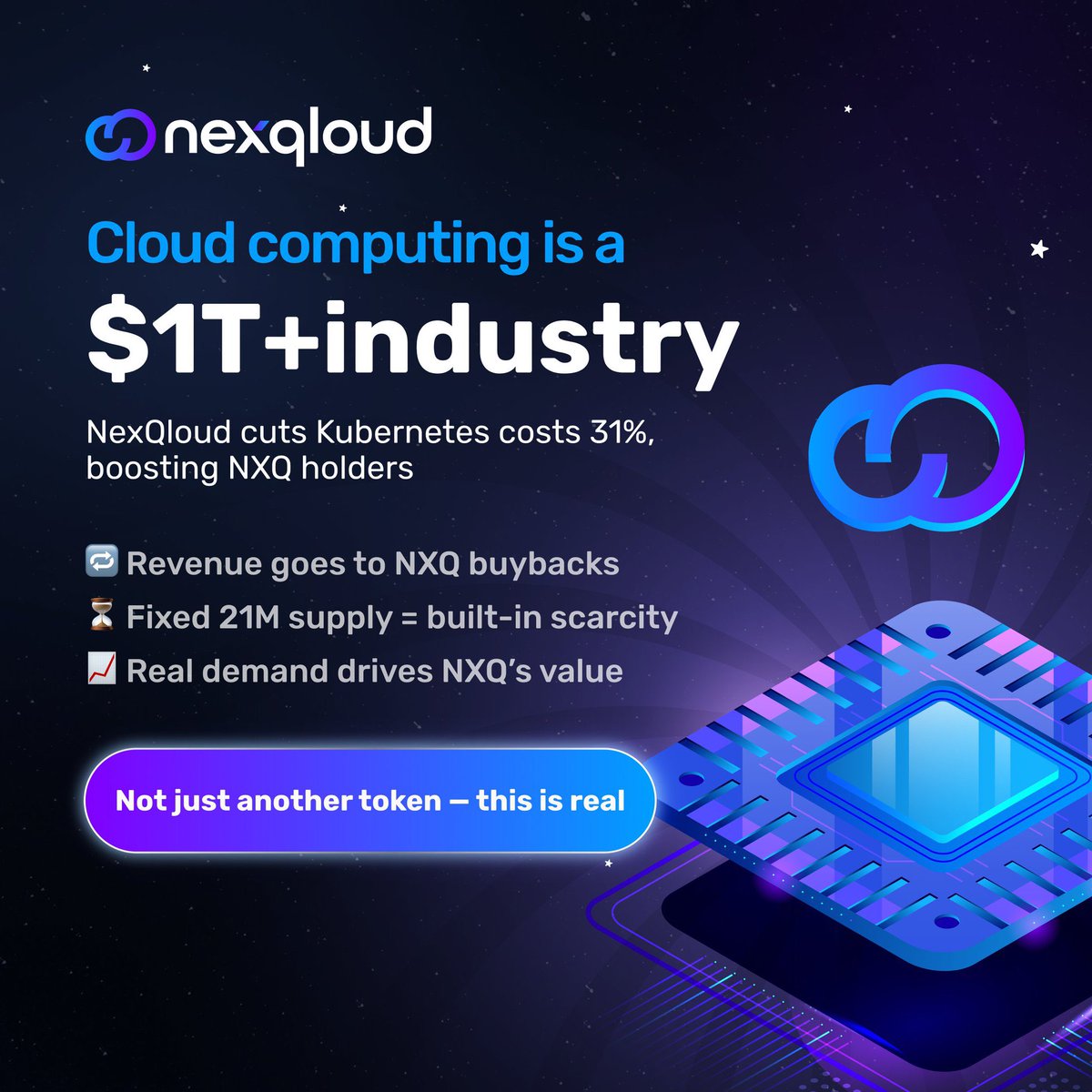 TheDeFiPlug's tweet photo. NexQloud ($NXQ) is now LIVE on BitMart!

@NexQloud_io is bridging cloud computing & DeFi with its Layer 1 blockchain, now gaining global liquidity with its listing on @BitMartExchange.

“NXQ will be the game-changer” why?

+ Decentralized Cloud Power 

NXQ fuels a $1 trillion cloud market, offering enterprises cost-effective, scalable computing powered by blockchain.

+ Scarcity-Driven Growth

With a Bitcoin-like supply model (halving every 4 years & limited supply), NXQ is designed for long-term value appreciation.

+ Enterprise Adoption Potential 

As DeFi & Layer 2 projects seek efficient cloud solutions, NexQloud’s infrastructure is set to power the next wave of blockchain innovation.

📈 NXQ/USDT trading is live on BitMart:
🔗 Trade Here: https://t.co/Lu9T2awLlY

👉 Learn more: https://t.co/htOy8nrrOw