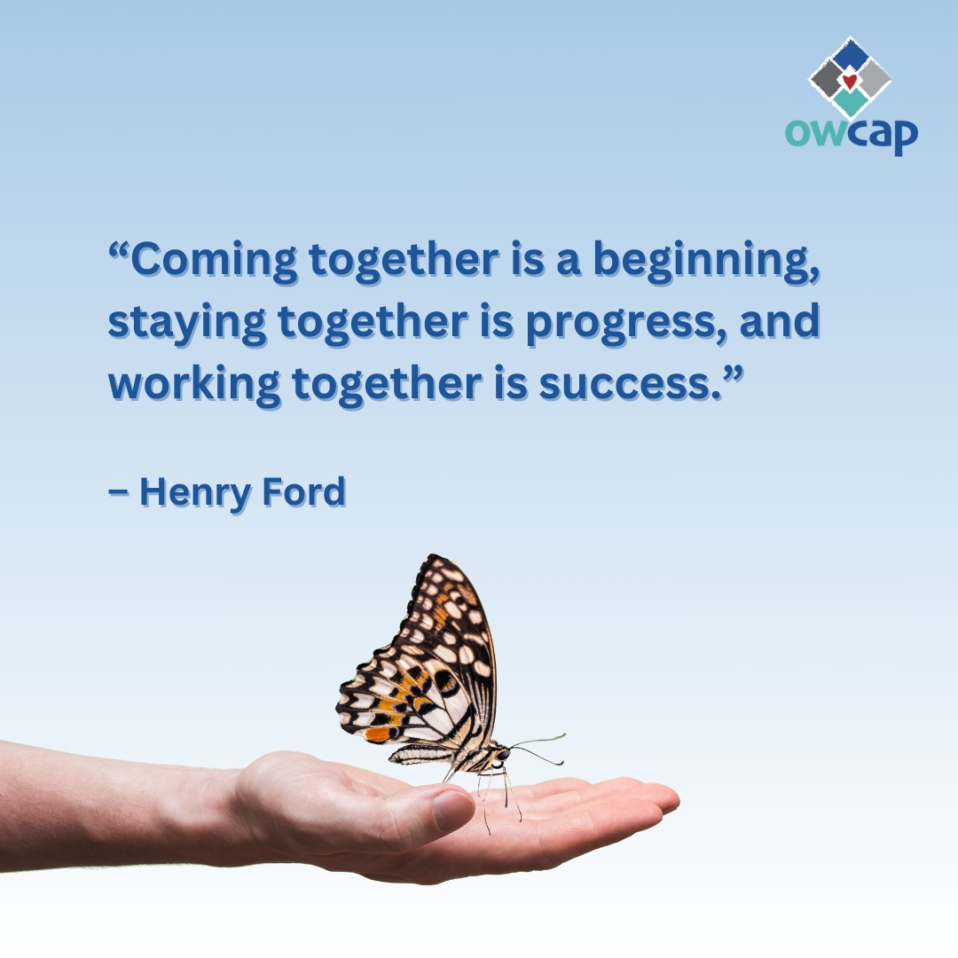 Teamwork makes the dream work! 🤝 This inspiring quote from Henry Ford reminds us of the power of collaboration. Together, we can achieve meaningful progress and lasting success. 💙 

#OWCAP #Teamwork #StrongerTogether