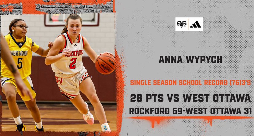 ANOTHER record belongs to Anna Wypych after tonight’s win! Single Season School Record for 3’s! Our Miss Basketball candidate is leaving her mark! 🤘💪