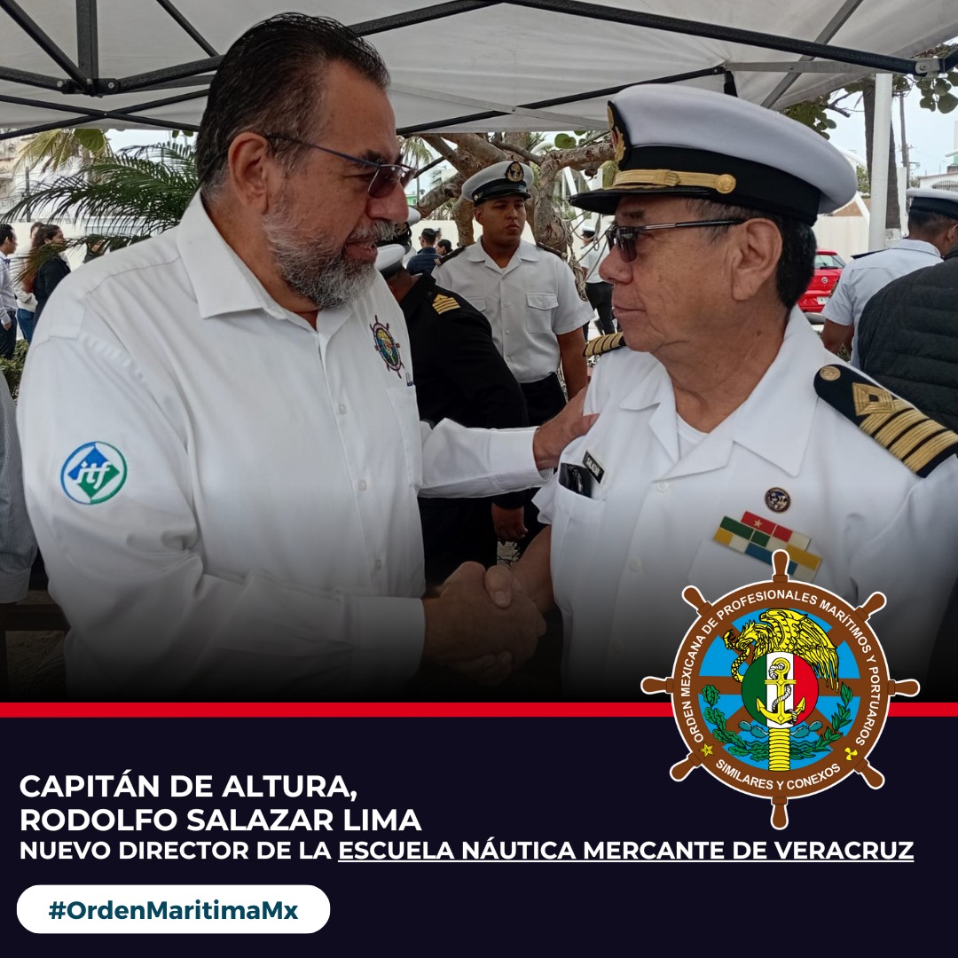 ¡Compartimos con orgullo una gran noticia para nuestra comunidad marítima!

El Capitán de Altura Rodolfo Salazar Lima, socio de nuestra organización desde 1972 y con 53 años de trayectoria ininterrumpida, ha sido nombrado Director de la Escuela Náutica Mercante de Veracruz.