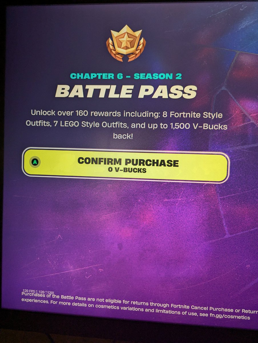 MikeUmpierre's tweet photo. @FortniteStatus The game will not allow me to purchase the battle pass with V-Bucks. I click and hold and it never does anything. I've closed and restarted multiple times. https://t.co/0XCbzRi9h6