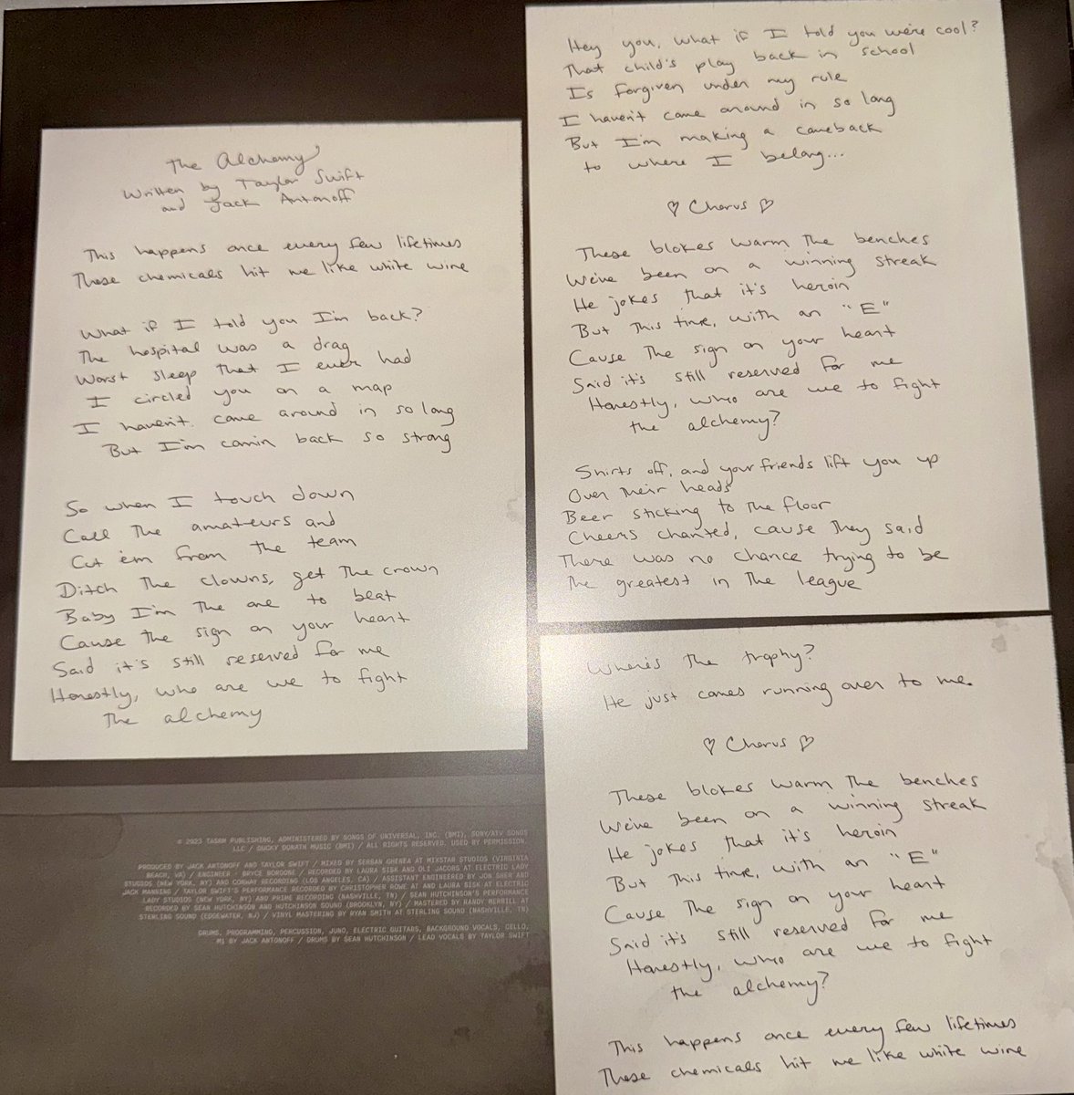 perfectlyfine89's tweet photo. The Alchemy being the only hand written lyrics from TTPD to have lil hearts was very Taylor Swift of her🙂‍↔️ https://t.co/d9EmWTi52Z
