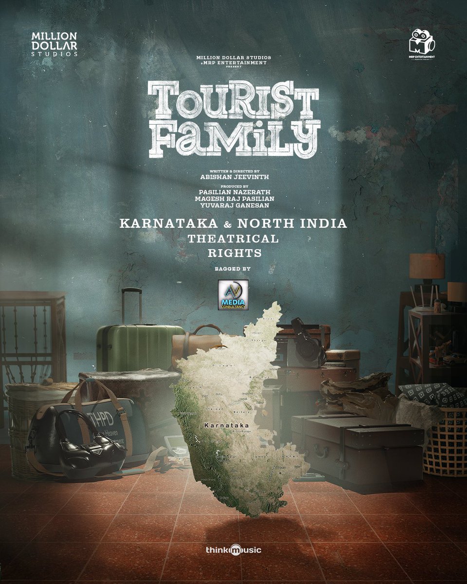 cinemapayyan's tweet photo. #TouristFamily Karnataka theatrical rights bagged by @venkatavmedia #AVMedia 😊🙌
Glad to associate once gain after #Lover ✨
Written & directed by @abishanjeevinth 🎬
A soulful @RSeanRoldan musical 🎼 https://t.co/YPVqZYmUJL