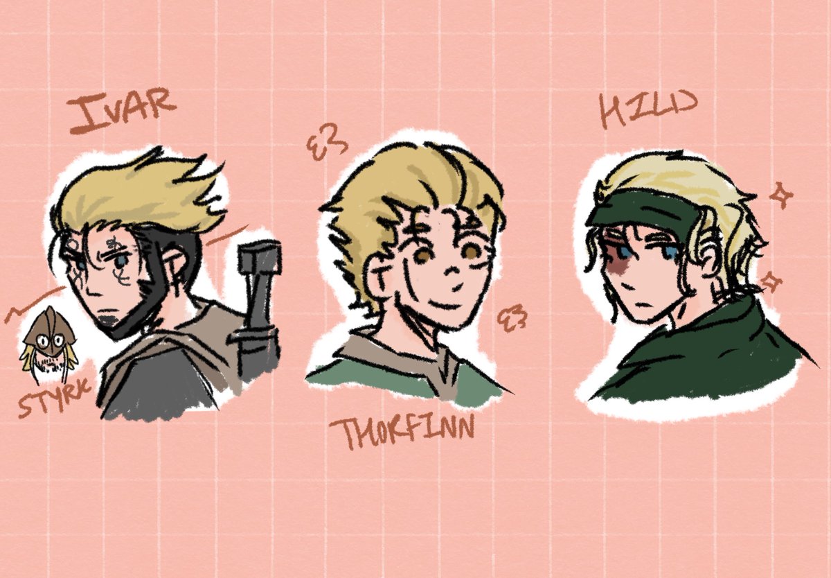 eepycritter1's tweet image. Tried to make my background more fun! Here are some doodles I just did🙏🔥 #VINLAND_SAGA #hild #ivar #thorfinn