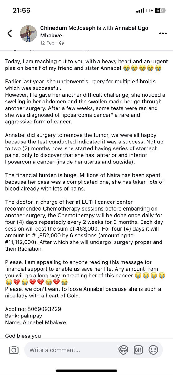 My ventilator that I use for my lace wigs is really sick. Sometime last year, she wasn’t very well to do work and she had told me she had fibroids. 

She did the surgery and it was successful until life dealt her another heavy blow; anterior and interior Liposarcoma cancer*, a