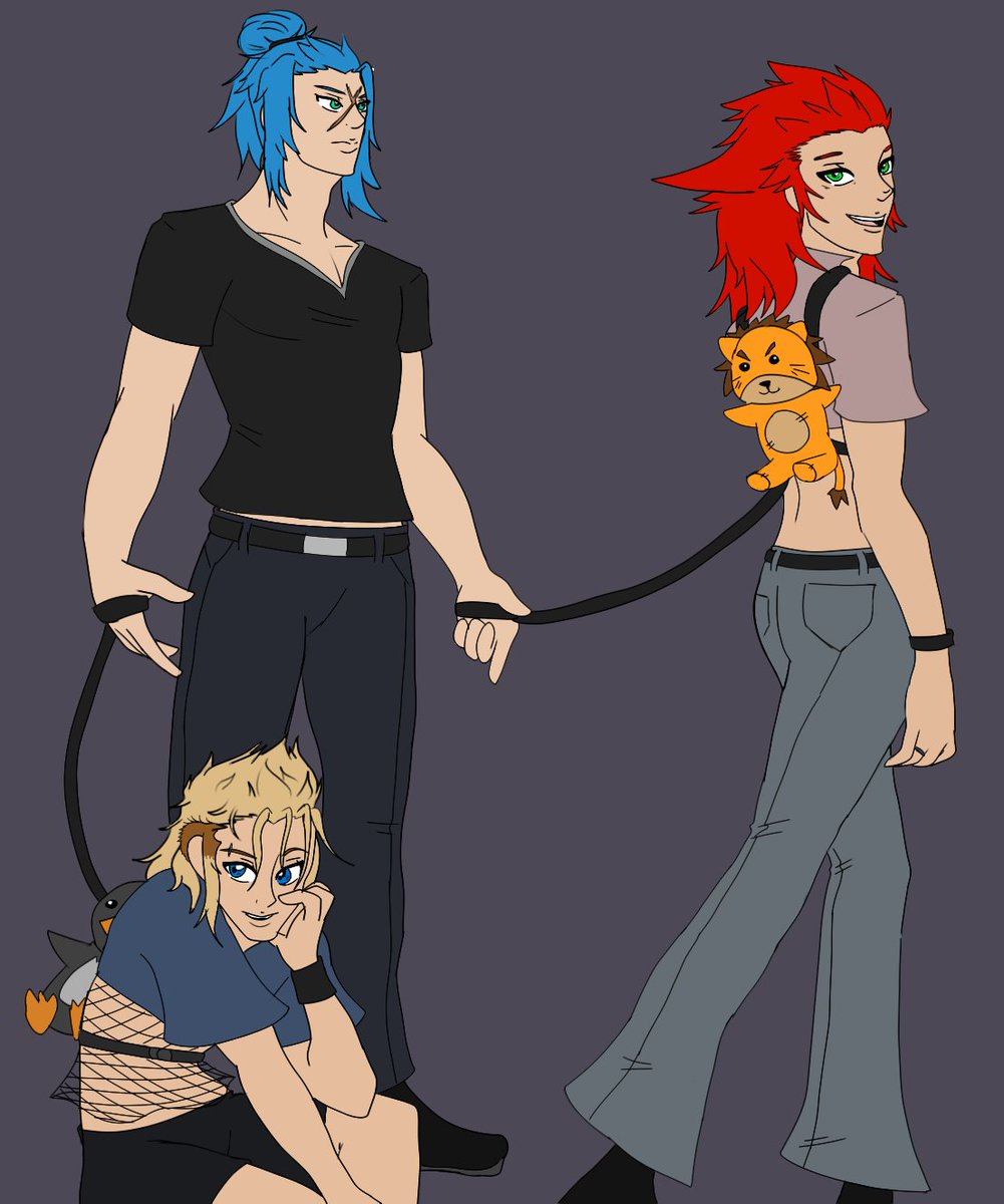 Me and a friend were joking that if Isa ever wanted any kind of peace he'd have to keep them both on leashes and I suggested those baby backpack leashes and I just couldn't NOT draw it of course. #kingdomhearts #khart