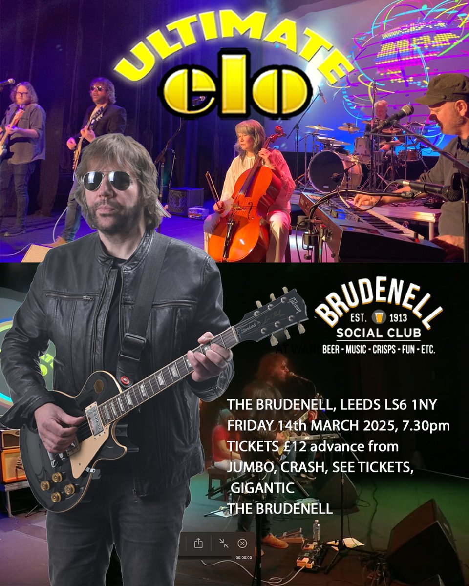 UltimateELO's tweet photo. Ultimate ELO play on Fri 14th March at Brudenell Social Club, 33 Queens Road, Leeds, LS6 1NY.
TICKETS HERE: https://t.co/nwXR1gYLOO
#ELO #Tribute #ELOTribute #JeffLynne #Leeds #WestYorkshire #Yorkshire #Brudenell #UltimateELO #ElectricLightOrchestra https://t.co/TzemSW7V2R