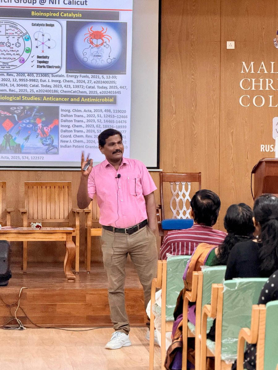 Sankaralingam M (@msankar86) on Twitter photo It was indeed happy to deliver a Prof.PP. Krishnan Endowment lecture 'How does oxygen change to water in our body' at Malabar Christian College, Kozhikode.
<a href="/nitcofficial/">NIT Calicut Official</a>
<a href="/CHYNITCOfficial/">Department of Chemistry NIT Calicut</a> It was indeed happy to deliver a Prof.PP. Krishnan Endowment lecture 'How does oxygen change to water in our body' at Malabar Christian College, Kozhikode.
<a href="/nitcofficial/">NIT Calicut Official</a>
<a href="/CHYNITCOfficial/">Department of Chemistry NIT Calicut</a>