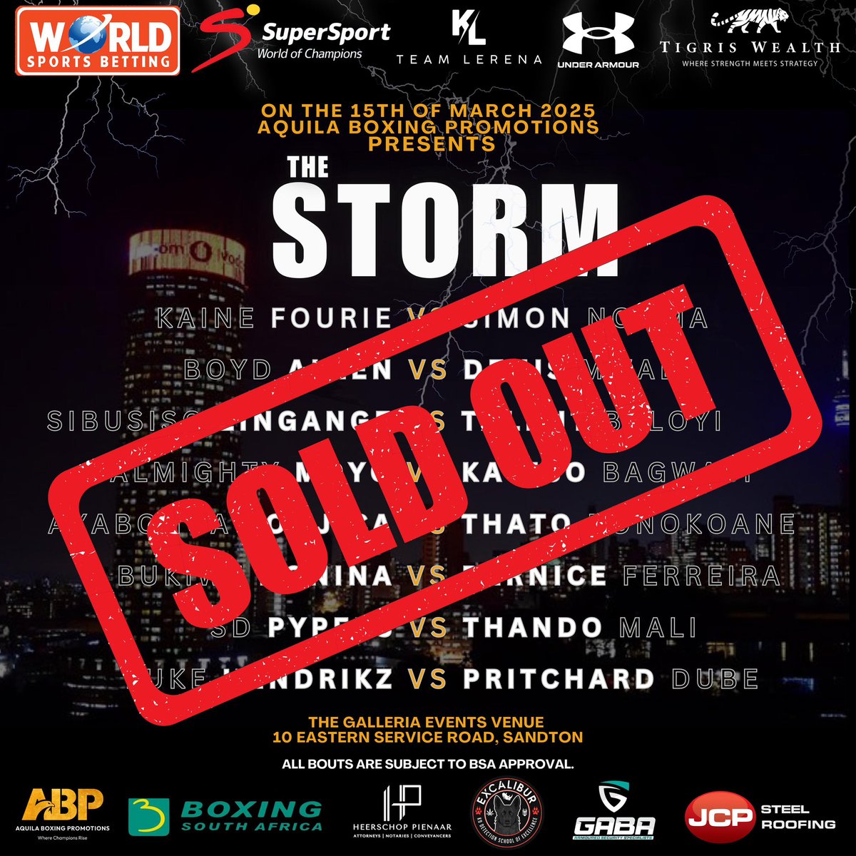 AquilaBoxing's tweet image. Our inaugural event is SOLD OUT 🎟️ We are humbled and grateful for all the supporters, the fighters, and the pure boxing fans who fuel our passion 🥊 Just 3 weeks until the Storm hits ⚡️The 15th of March 2025 is going to be electric #boxingisalive #TheStorm