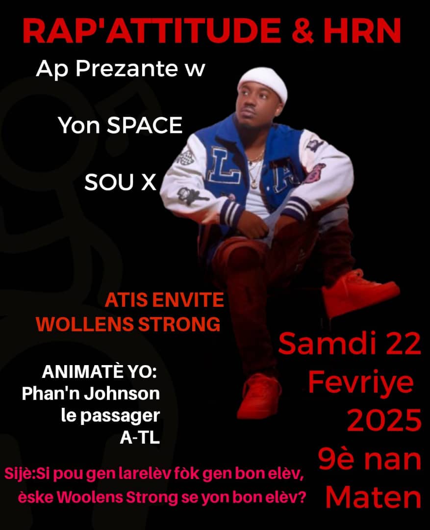 Randevou kase pou demen maten bonè! Vin tande R.A.P k ap pale... 
Lè rap pale, lari a reponn epi l pran pozisyon l.Lajenès ap fè pa pa l nan tras pa pa n... Woolens Strong di w: Si w pa vle rap mwen mouri pòv,Play Mwen!