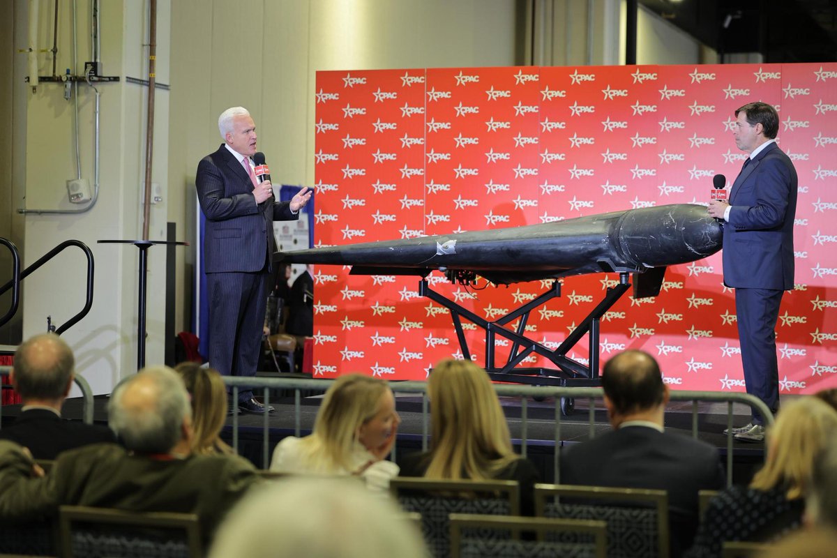 CPAC's tweet photo. We have a Shahed Drone on display here at CPAC.

The Shahed Drone has been used against and killed U.S. troops in the middle east in addition to countless civilians across the region.

This drone serves as a reminder of how barbaric the Iranian regime is, and serves as a message to Iran that they will have hell to pay if they continue to attack the United States or our allies.