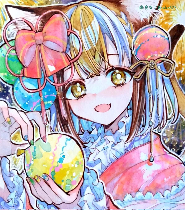 うちの三毛猫ちゃん #猫の日水彩キャンペーン