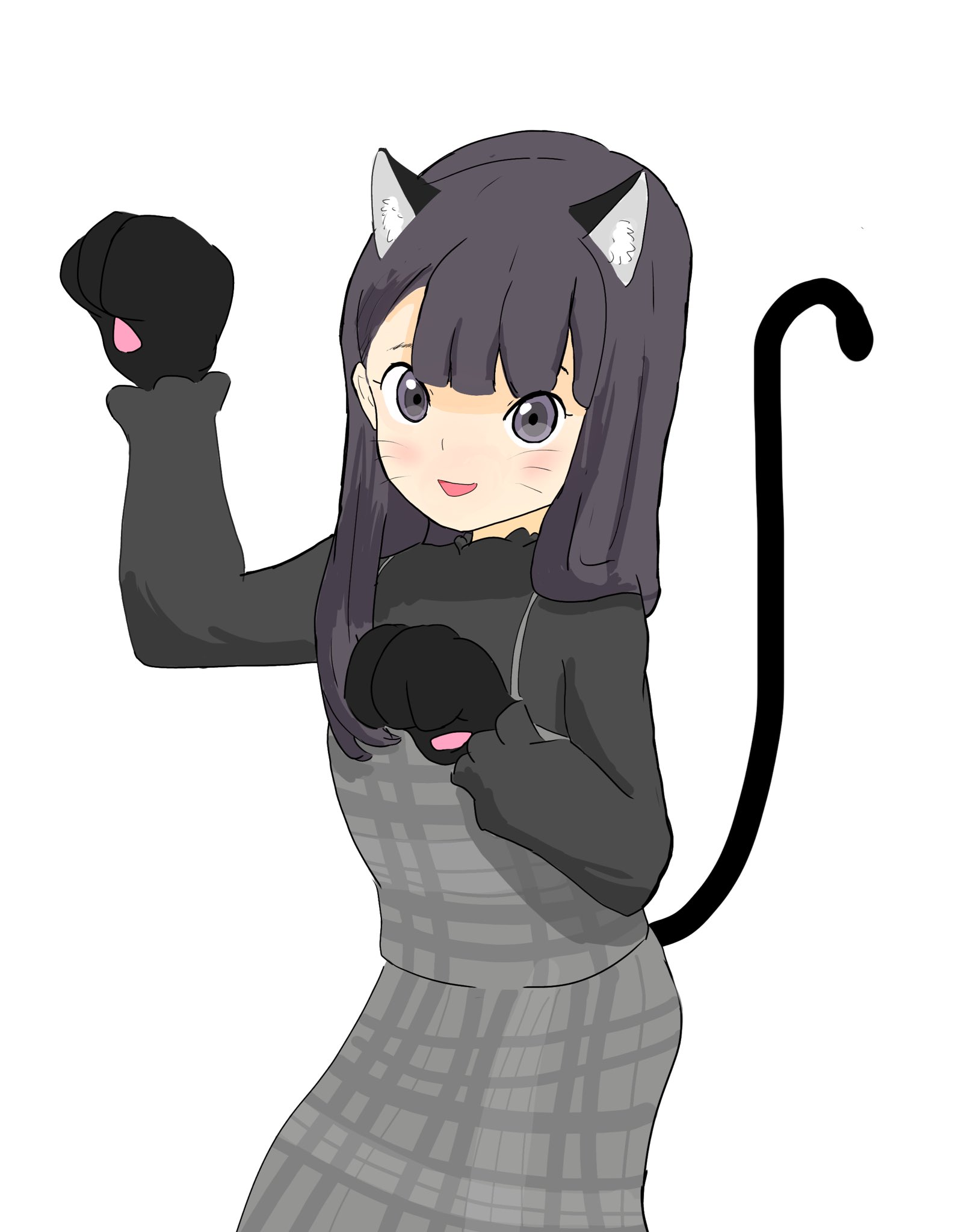 イラスト原画　見上げる表情がとても可愛らしい「猫の関心事」 うんうん、溜めこみすぎはよくないよねアンジー♪ . . #cat
