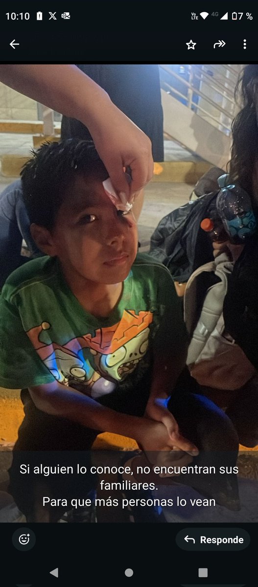 Si alguien conoce a éste niño  herido en el Real Plaza de Trujillo, favor, avisar a su familia.