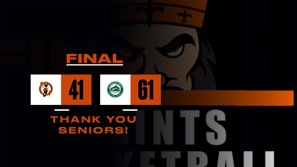 Saints fall short on Senior Night to GBW 41 - 61. I'm so incredibly thankful to our seniors and everything that they have given to this program over the last 4 years. #SaintsPride #SeniorNight