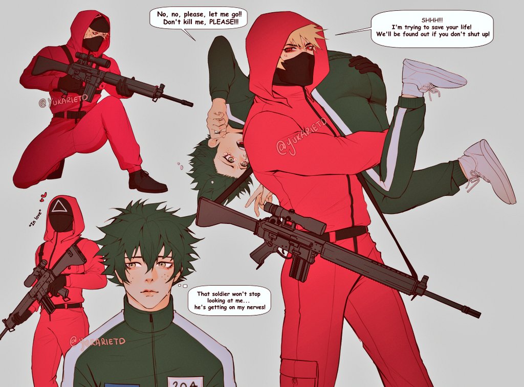 🧡💚+ 🦑 Games AU. 
*Sigh * Ah~ the love ~ 🥰

#bkdk #ktdk #bakudeku #katsudeku