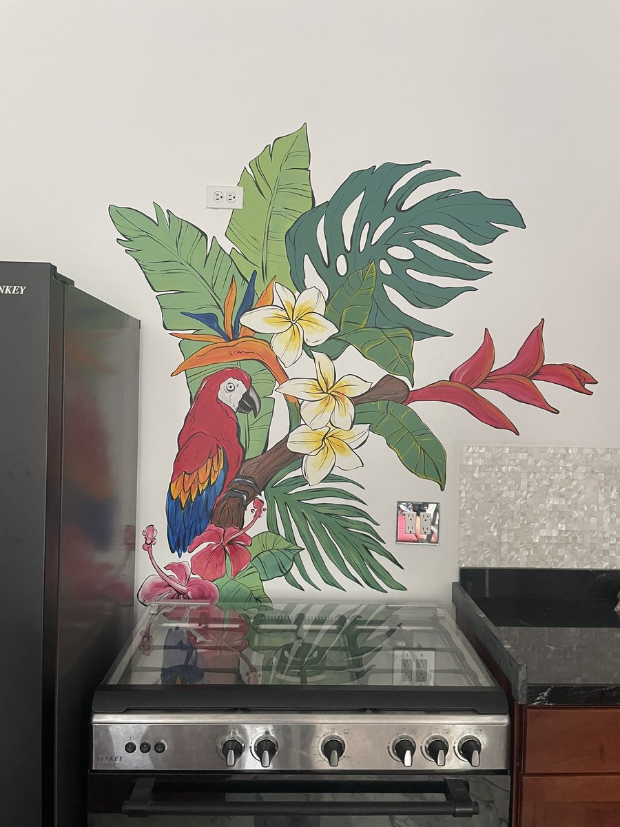 JonnyDecember's tweet image. Had two Italian girls stay with me for a few nights. They left me with an epic mural 
#islandlife #tropicalliving #inkdpirate #art #painting #tropicalart