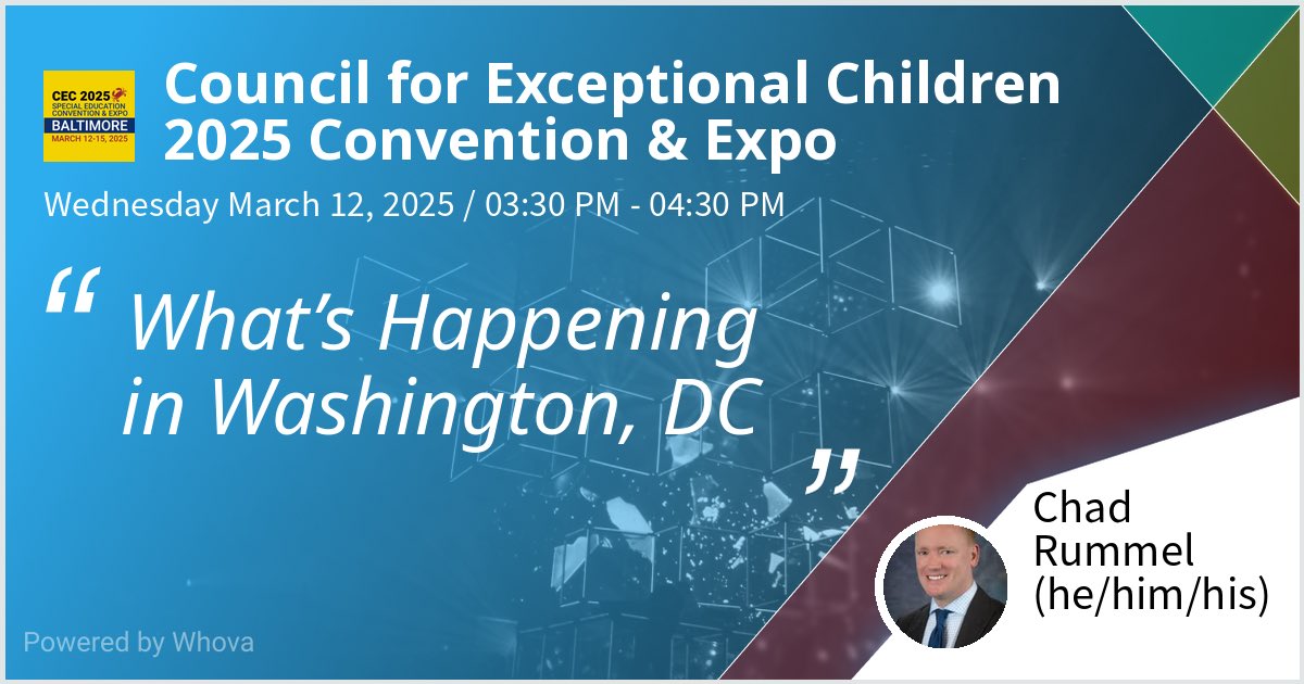 I am speaking at Council for Exceptional Children 2025 Convention &amp; Expo. Please check out my talk if you're attending the event! #CEC2025 - via #Whova event app
