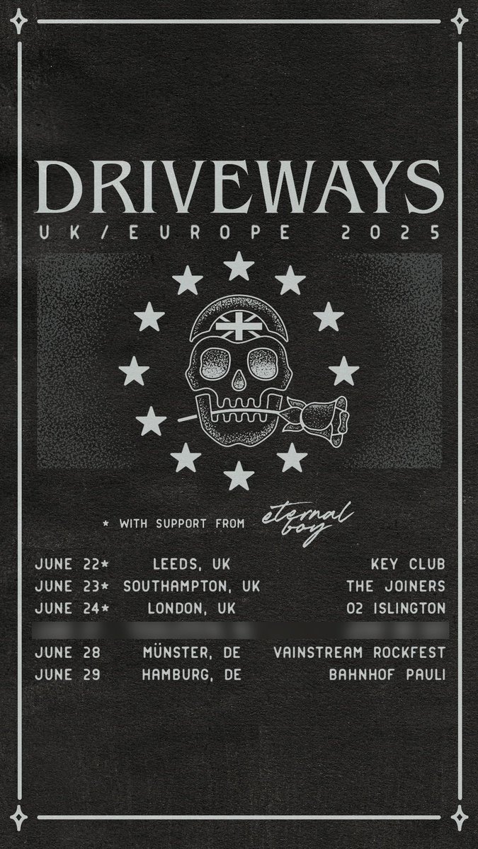 🇬🇧🇬🇧UNITED KINGDOM 🇬🇧🇬🇧

We are so excited to be back for 3 shows with our brothers in Driveways. Tickets on-sale Monday: 

23.06.25 - Leeds, UK
24.06.25 - Southampton, UK
25.06.25 - London, UK