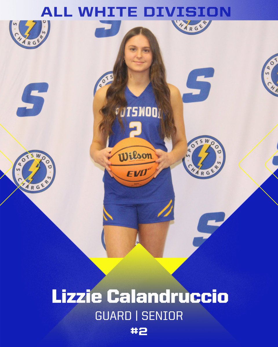 SpotswoodHoops's tweet photo. Congratulations to Lizzie Calandruccio being named first team all white division! 💙🏀⚡️💛 #WeAreChargers #ChargeUp #LowerYourShield https://t.co/JwvZPqNKJI