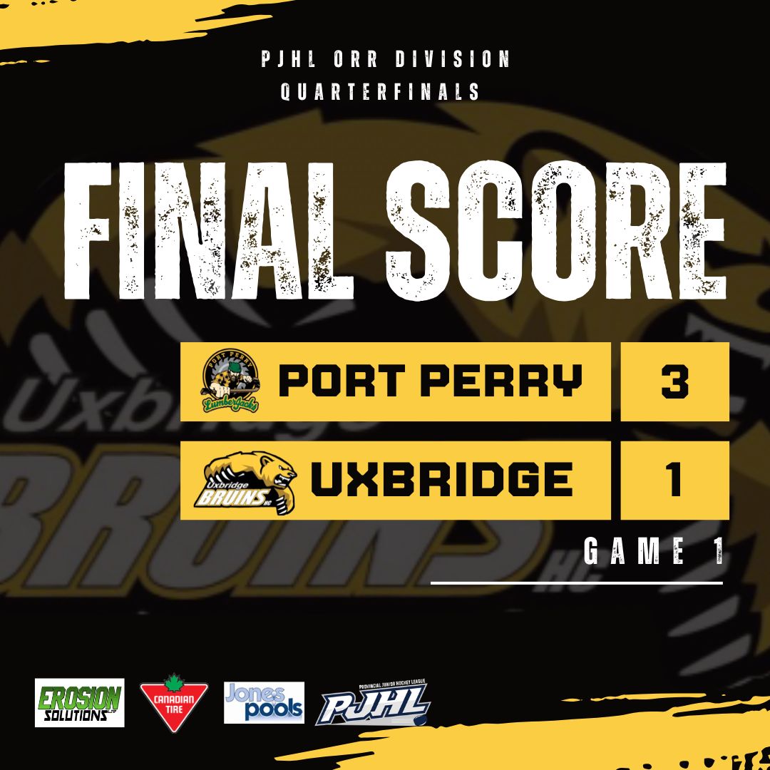 Not the start to the series we were looking for, but we'll regroup and look to even things up on Sunday afternoon when the Orr Division quarterfinals shift back to Port Perry for Game 2.