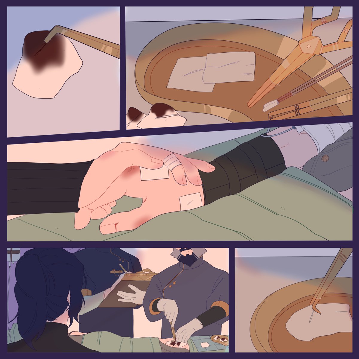 Gr_immi's tweet image. Part 1/? Little hurt/comfort comic doodles. A continuation of the care at the Kiramman estate after the commune explosion. Comforting her bruiser.
#caitvi #arcane #vi #violet #whump #caitlyn #grimmi #steb #tobias #kiramman #comic #doodle