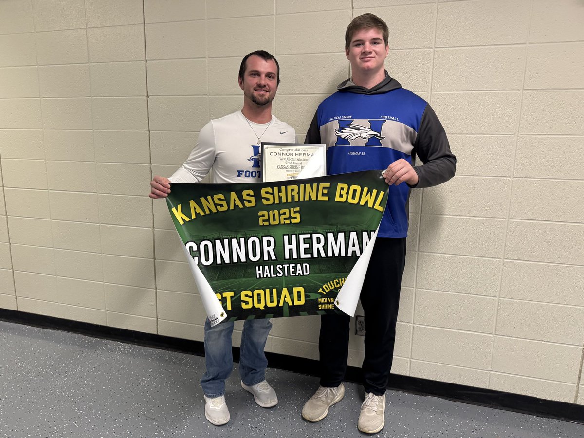 Dragon Football - Halstead high school (@dragonhalstead5) on Twitter photo Thanks to the Shriners for coming out and giving Connor his acceptance plague to play in the shrine bowl this summer!! Well deserved! Thanks to the Shriners for coming out and giving Connor his acceptance plague to play in the shrine bowl this summer!! Well deserved!