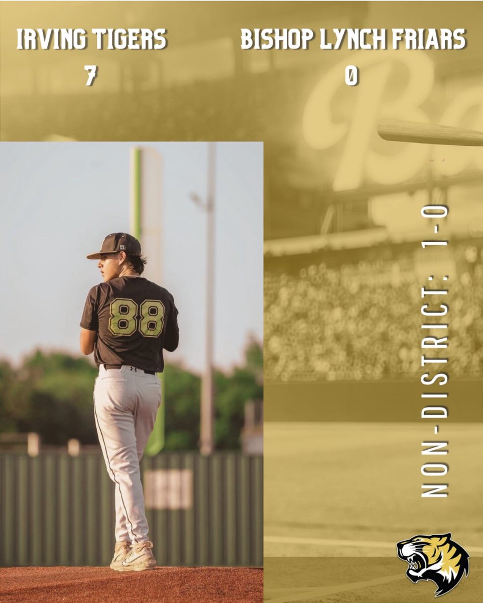Irving Baseball (@irving_baseball) on Twitter photo ⚾️ Great start to the non-district season!
⚾️ A combined 1-hit shutout for <a href="/Julian_Alcala88/">Julian Alcala</a> and Carson Vasquez!
⚾️ The Tigers take down a quality opponent in the Bishop Lynch Friars 7-0!
#PayThePrice ⚾️ Great start to the non-district season!
⚾️ A combined 1-hit shutout for <a href="/Julian_Alcala88/">Julian Alcala</a> and Carson Vasquez!
⚾️ The Tigers take down a quality opponent in the Bishop Lynch Friars 7-0!
#PayThePrice