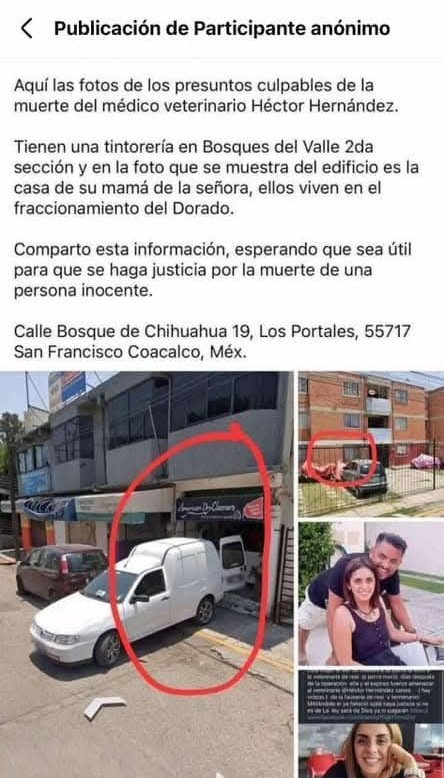 gei7779's tweet photo. Nos unimos al grito de JUSTICIA por el lamentable as3sinato del MVZ. Héctor Hernández Canas.

#justucia #JusticiaParaLosAnimales #HectorHernandez #Tultitlan #delfinagomezgobernadora #DelfinaGomezAlvarez #DelfinaGobernadora #ClaudiaSheinbaum #FiscaliaGeneralDeLaRepublica https://t.co/hZxHsJIuMI