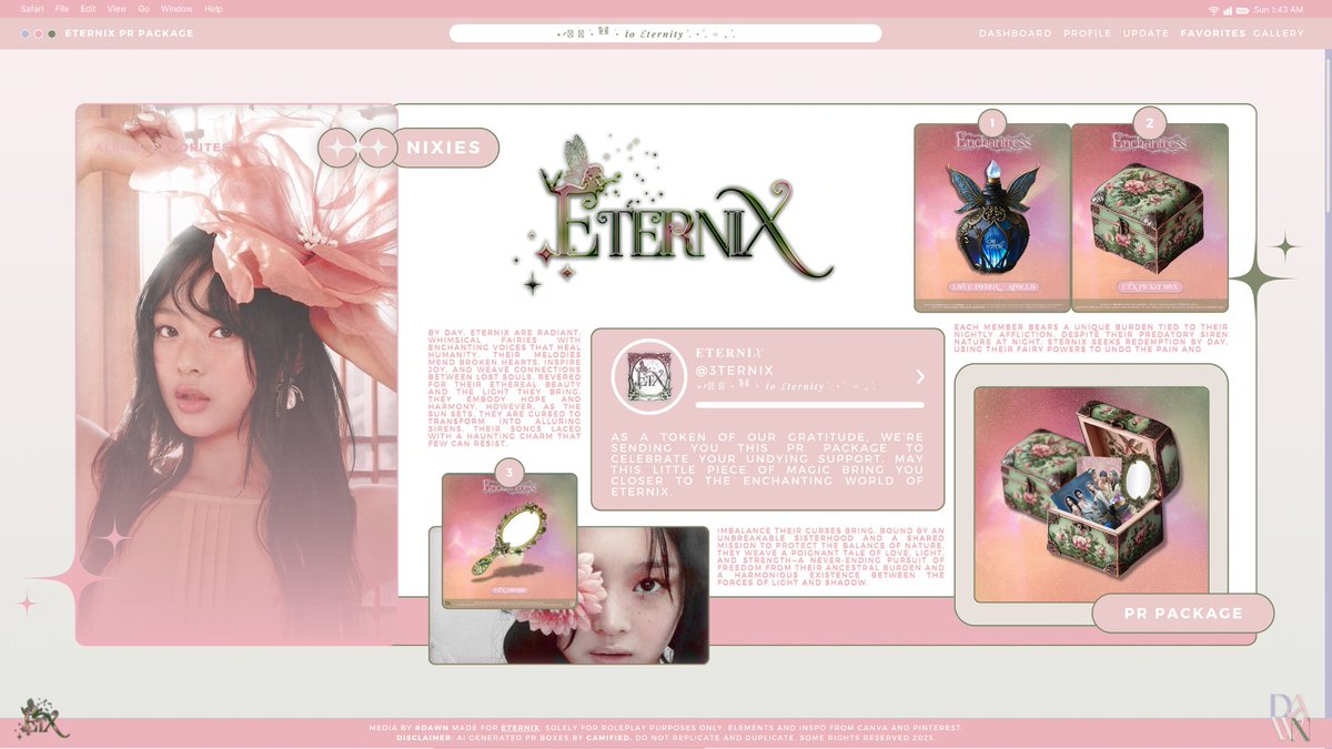 STATICZIA's tweet image. ㅤ

︎ ︎

 ㅤㅤ  ❨ 📦 ❩⠀  ⊹ ࣪ ˖     𝐓𝐇𝐄 𝐑𝐈𝐒𝐈𝐍𝐆 𝐒𝐓★𝐑
           HAS  RECEIVED A  PR  PACKAGE.
           FEB 14 2025 — from @3TERNIX. ⋆

#EnchantressTheFirstAlbum
#ToEternity #ETERNIX #ETX #에터닠스
#ScentsationalCelebration
︎ ︎

ㅤ