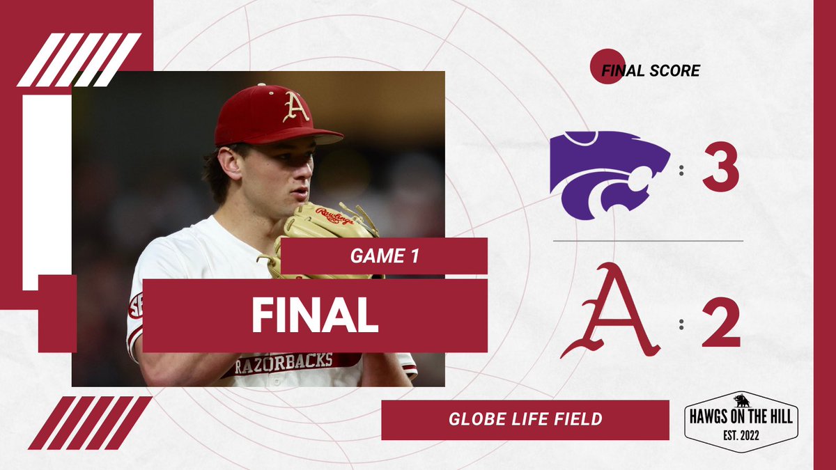 HawgsontheHill's tweet photo. Arkansas drops game 1 in Arlington to Kansas State https://t.co/NlDRXQFaKn