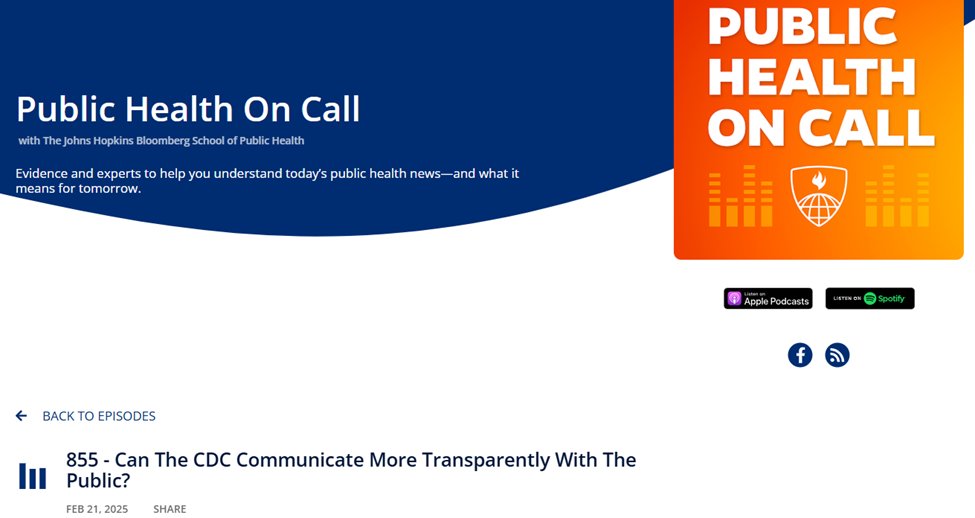 Joseph Marine (@drjmarine) on Twitter photo Greatly enjoyed participating in this <a href="/JohnsHopkinsSPH/">Johns Hopkins Bloomberg School of Public Health</a> podcast with <a href="/drJoshS/">Joshua Sharfstein</a> and <a href="/DrPeterLurie/">Peter G. Lurie, MD</a> on enhancing transparency of <a href="/CDCgov/">CDC</a> communications to rebuild public trust. Grading guidance and level of evidence could help. <a href="/DrDaveWeldon/">Dr. Dave Weldon MD</a> <a href="/MartyMakary/">Marty Makary MD, MPH</a> johnshopkinssph.libsyn.com/855-can-the-cd… Greatly enjoyed participating in this <a href="/JohnsHopkinsSPH/">Johns Hopkins Bloomberg School of Public Health</a> podcast with <a href="/drJoshS/">Joshua Sharfstein</a> and <a href="/DrPeterLurie/">Peter G. Lurie, MD</a> on enhancing transparency of <a href="/CDCgov/">CDC</a> communications to rebuild public trust. Grading guidance and level of evidence could help. <a href="/DrDaveWeldon/">Dr. Dave Weldon MD</a> <a href="/MartyMakary/">Marty Makary MD, MPH</a> johnshopkinssph.libsyn.com/855-can-the-cd…