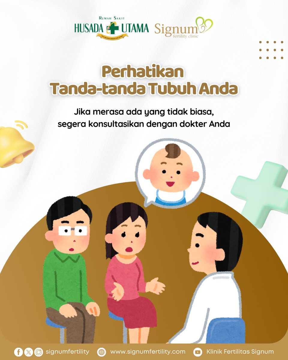 signumfertility's tweet image. Hi Sobat SIGNUM..!!

Tubuh kita selalu memberi sinyal saat ada sesuatu yang tidak beres. Merasa sering lelah tanpa sebab? Sakit kepala yang tak kunjung reda? Atau ada perubahan kecil yang terasa janggal? Jangan anggap sepele! 

#klinikbayitabung #programhamil #programbayitabung