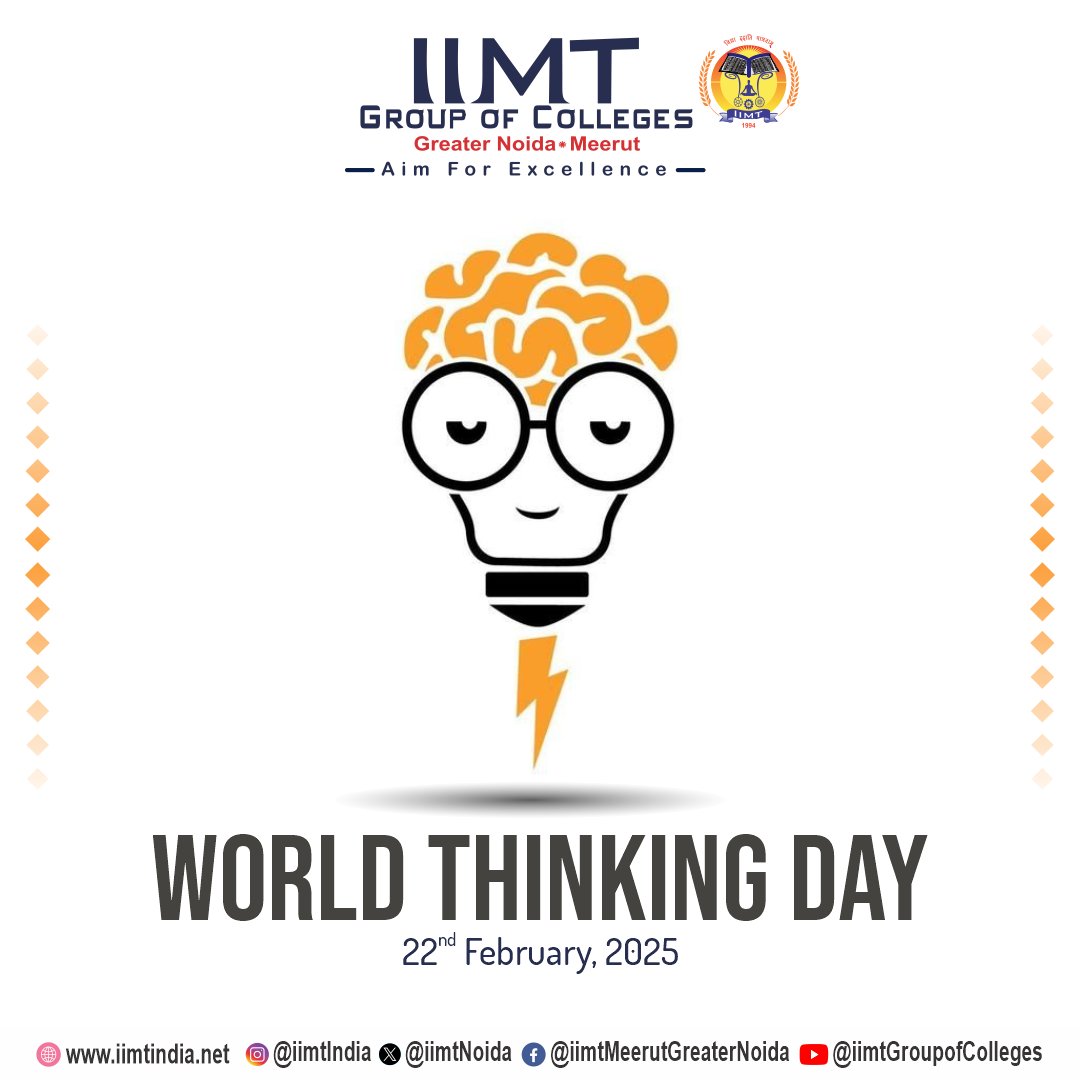 iimtnoida's tweet photo. Celebrate World Thinking Day with us!
A day dedicated to igniting curiosity, embracing new ideas, and inspiring positive change across the globe.
#WorldThinkingDay #IgniteCuriosity #InspireChange #GlobalUnity #PowerOfThought #CreativeMinds #MakeADifference https://t.co/lnJTP58Bzv