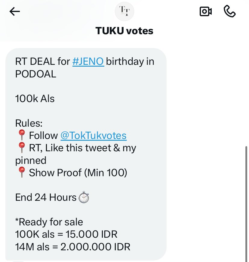 majeroll's tweet image. RT DEAL for #JENO birthday in PODOAL

100k Als

Rules:
📍Follow @TokTukvotes 
📍RT, Like this tweet &amp;amp; my pinned 
📍Show Proof (Min 100)

End 24 Hours⏱️

*Ready for sale
100K als = 15.000 IDR
14M als = 2.000.000 IDR