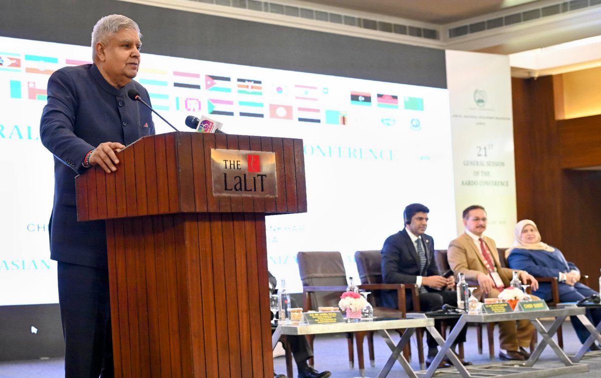 airnewsalerts's tweet photo. Vice President #JagdeepDhankhar addresses the inaugural session of 21st African-Asian Rural Development Organization Conference in New Delhi.

Mr Dhankhar says sustainable development is no longer an option and it is the only way out.

#AARDO https://t.co/LFok80Y0eX