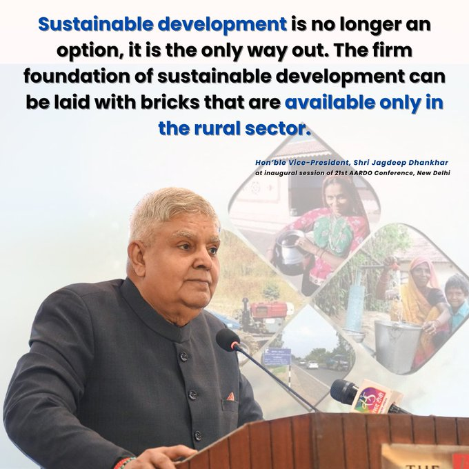 airnewsalerts's tweet photo. Vice President #JagdeepDhankhar addresses the inaugural session of 21st African-Asian Rural Development Organization Conference in New Delhi.

Mr Dhankhar says sustainable development is no longer an option and it is the only way out.

#AARDO https://t.co/LFok80Y0eX