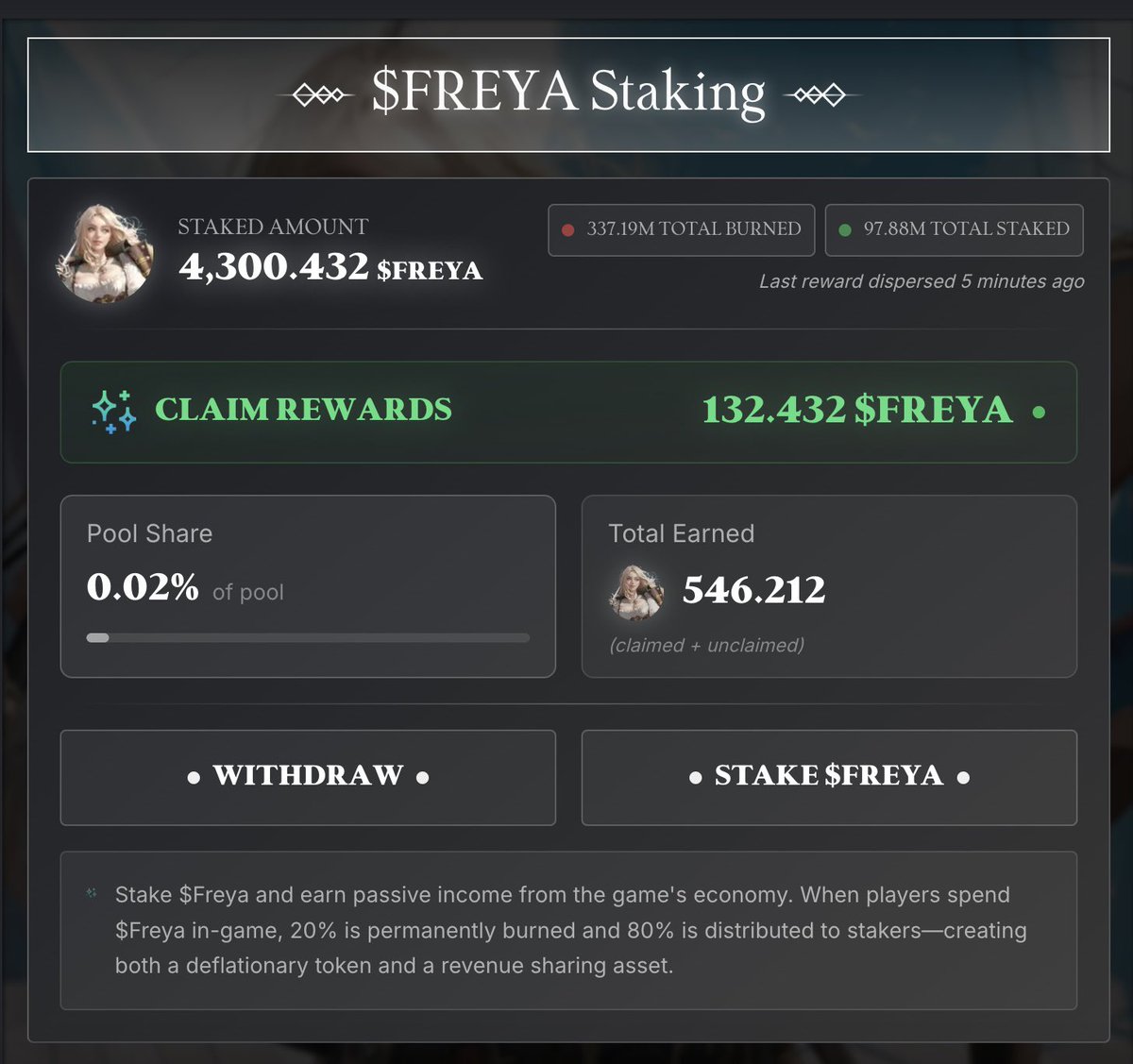 $FREYA Staking and Revenue Sharing await you after Freya’s rebirth on Solana—finally unchained, free to fly.

The 10-day migration window (3-day notice + 7-day conversion) is halfway through, with 5 days left. Unmigrated part of the supply will be burned on Solana. Don’t forget!
