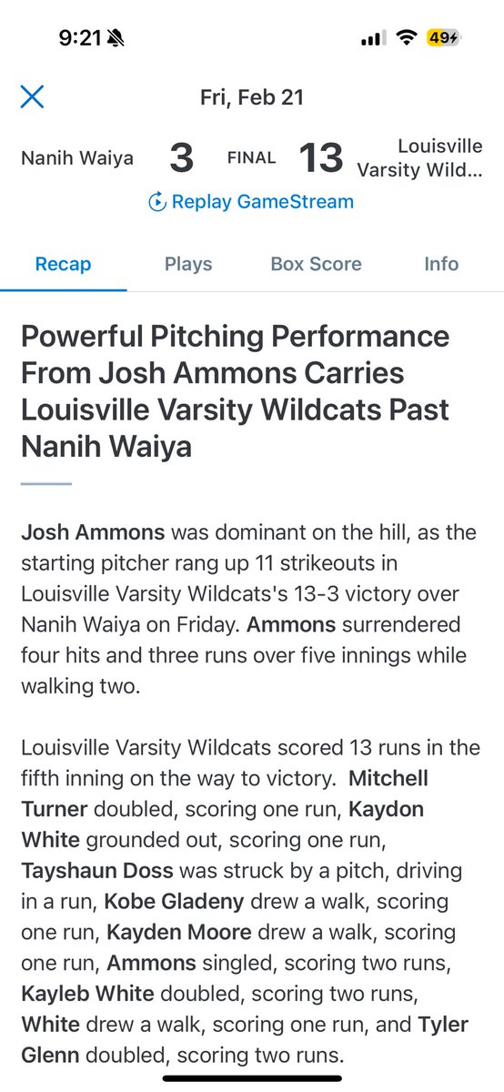 I had a pretty good night on the bump. Good team win 13-3 #WE #WILDCATS <a href="/LvilleBSBL/">LouisvilleBaseball</a> <a href="/KyleFless/">Kyle Flessner</a> <a href="/deloach26/">Scott DeLoach</a> <a href="/ChaseReeves22/">Chase Reeves</a> <a href="/CoachUpton34/">Caleb Upton</a> <a href="/CraneZachary/">Zachary Crane</a> <a href="/ZachAllen40/">Zach Allen</a>