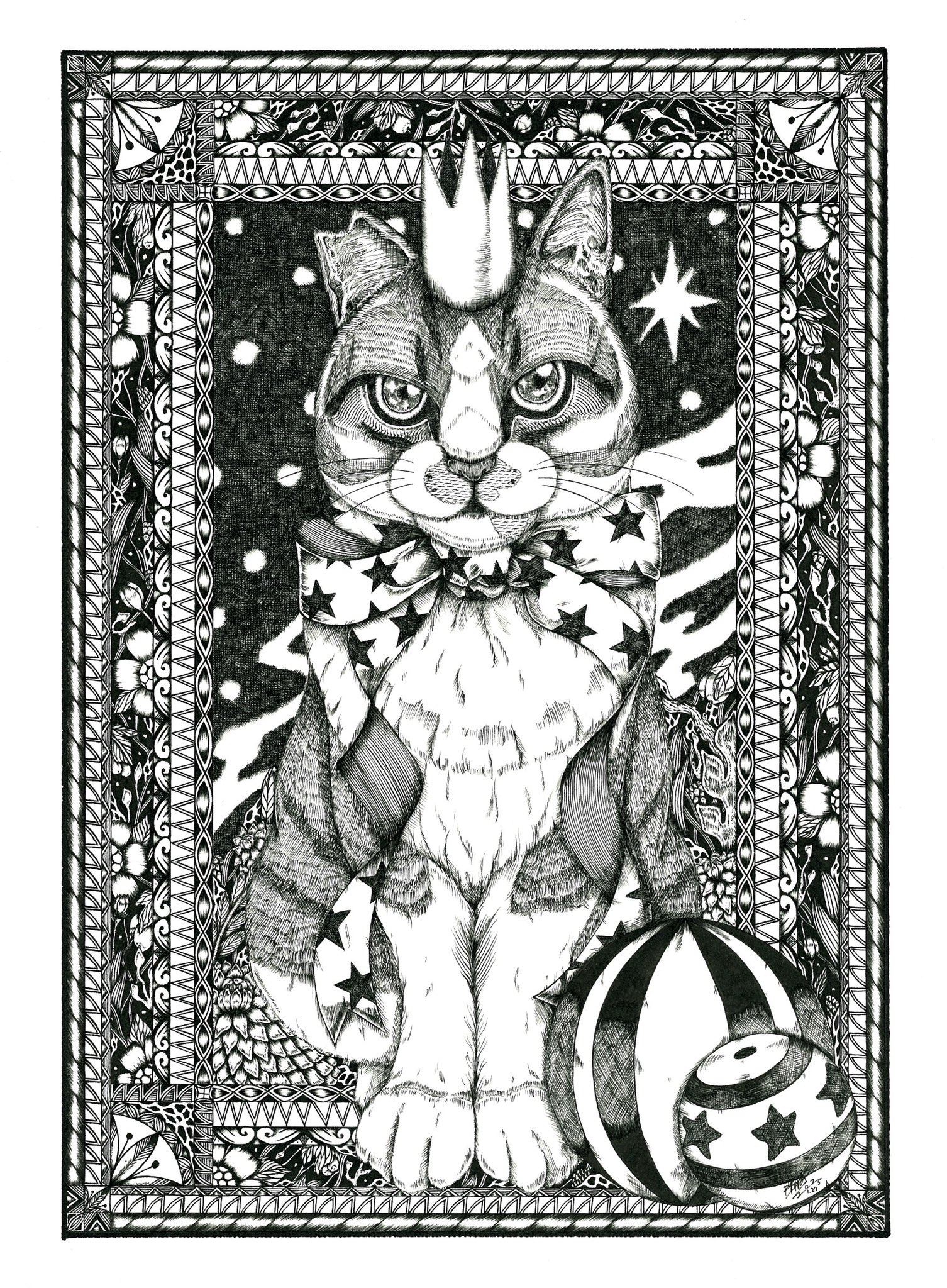 格安SALEスタート！ 翌日発送可能】 猫のファッションショー【額なし】直筆 一点物 絵画