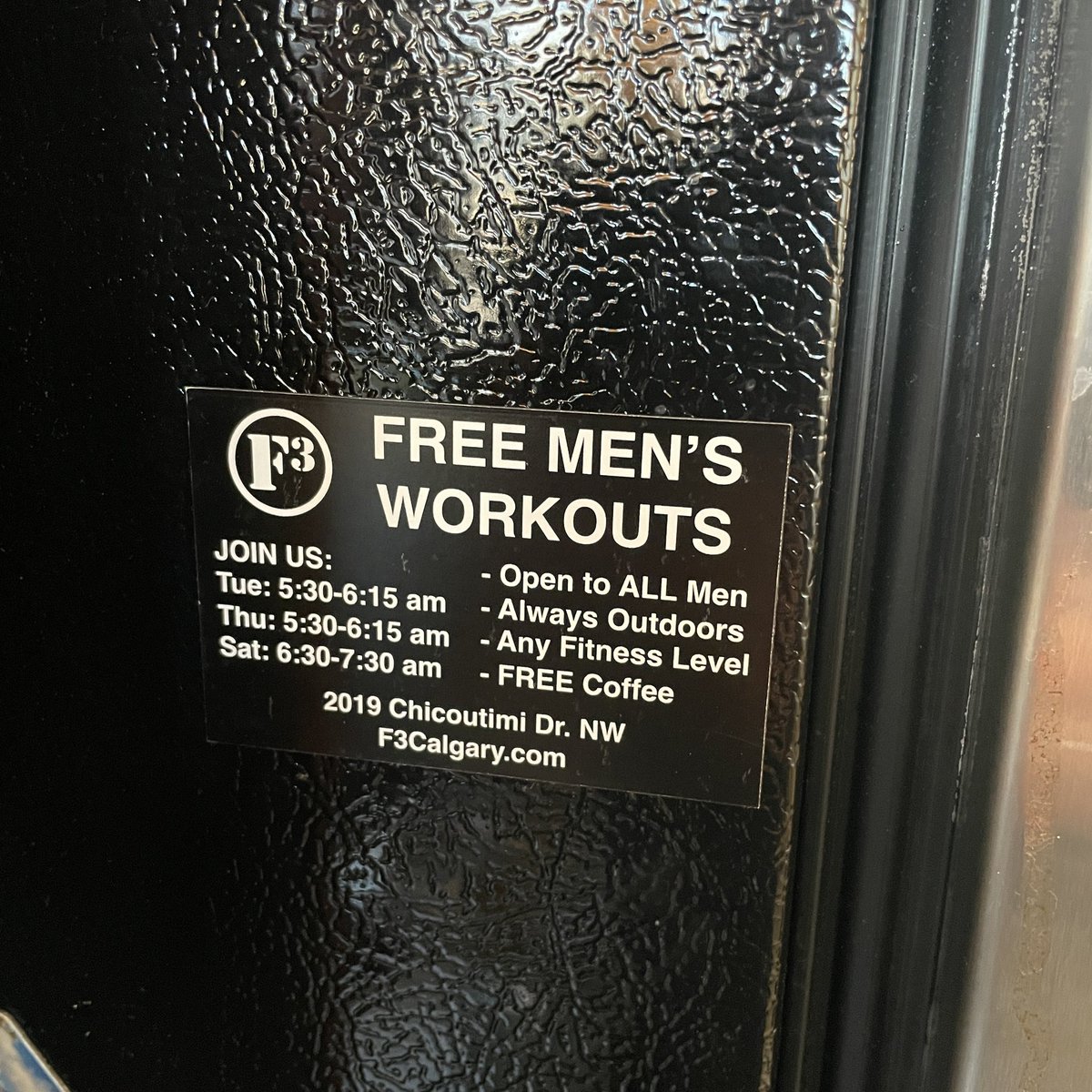 F3Calgary's tweet image. Tomorrow, F3 Calgary will have its first member attend his 100th workout. He’s only missed 5 workouts since we started in July! 

Come join us from 6:30-7:30 am for a workout and to celebrate this milestone. 

Before you know it, you’ll be celebrating your 100th workout!