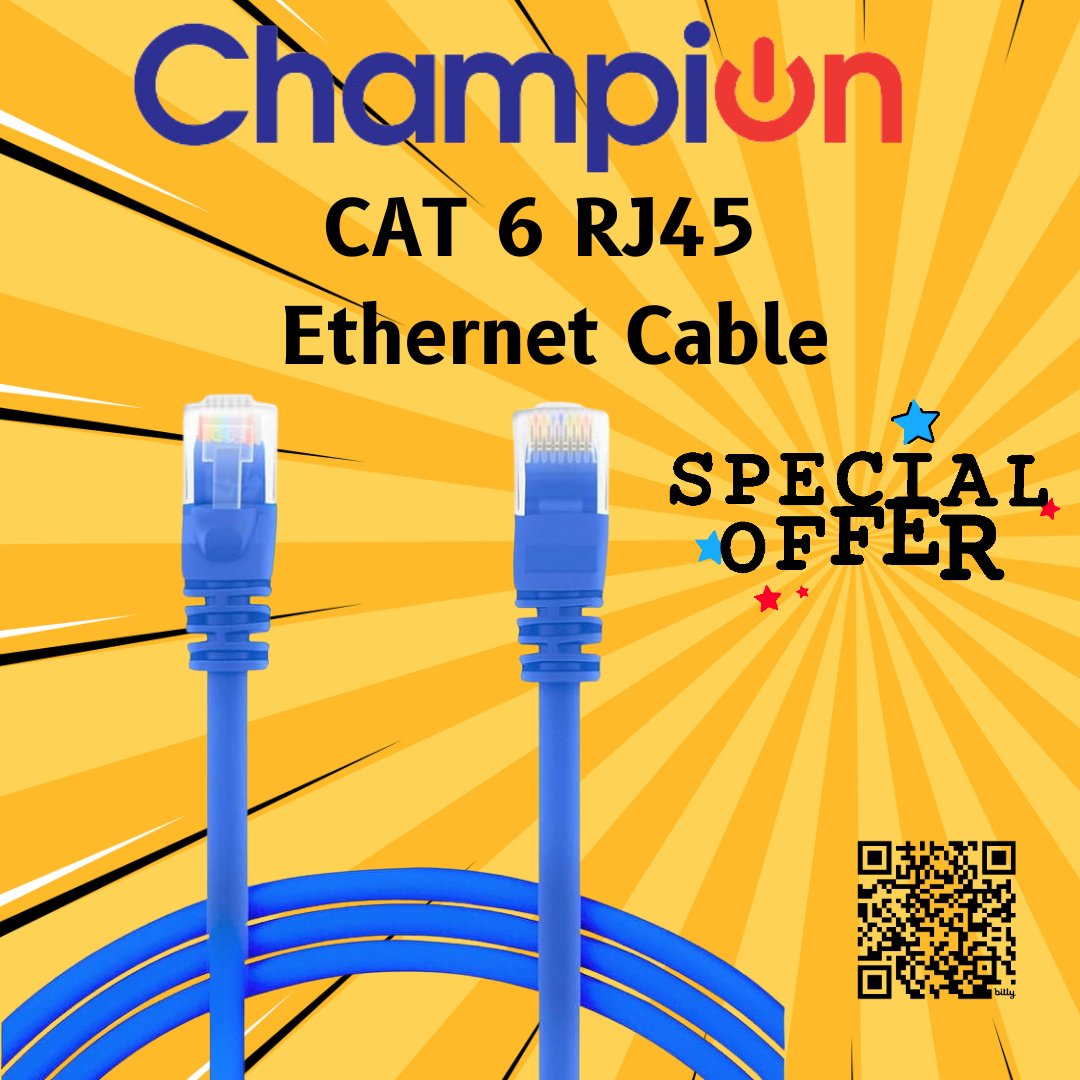 ChampionComps's tweet image. CAT 6 RJ45 Ethernet Cable – High-Speed Gigabit LAN Cable, Network Cable, Internet Cable 
#CAT6Cable #RJ45Cable #EthernetCable #NetworkCable #LANCable #InternetCable #HighSpeedInternet #GigabitLAN #FastEthernet #ReliableConnection #SeamlessNetworking #champion #trending #explore
